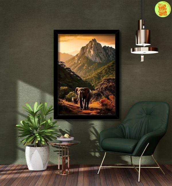 elephant photo frame for stability vastu direction south west small elephant photo frame for stability | vastu direction south west