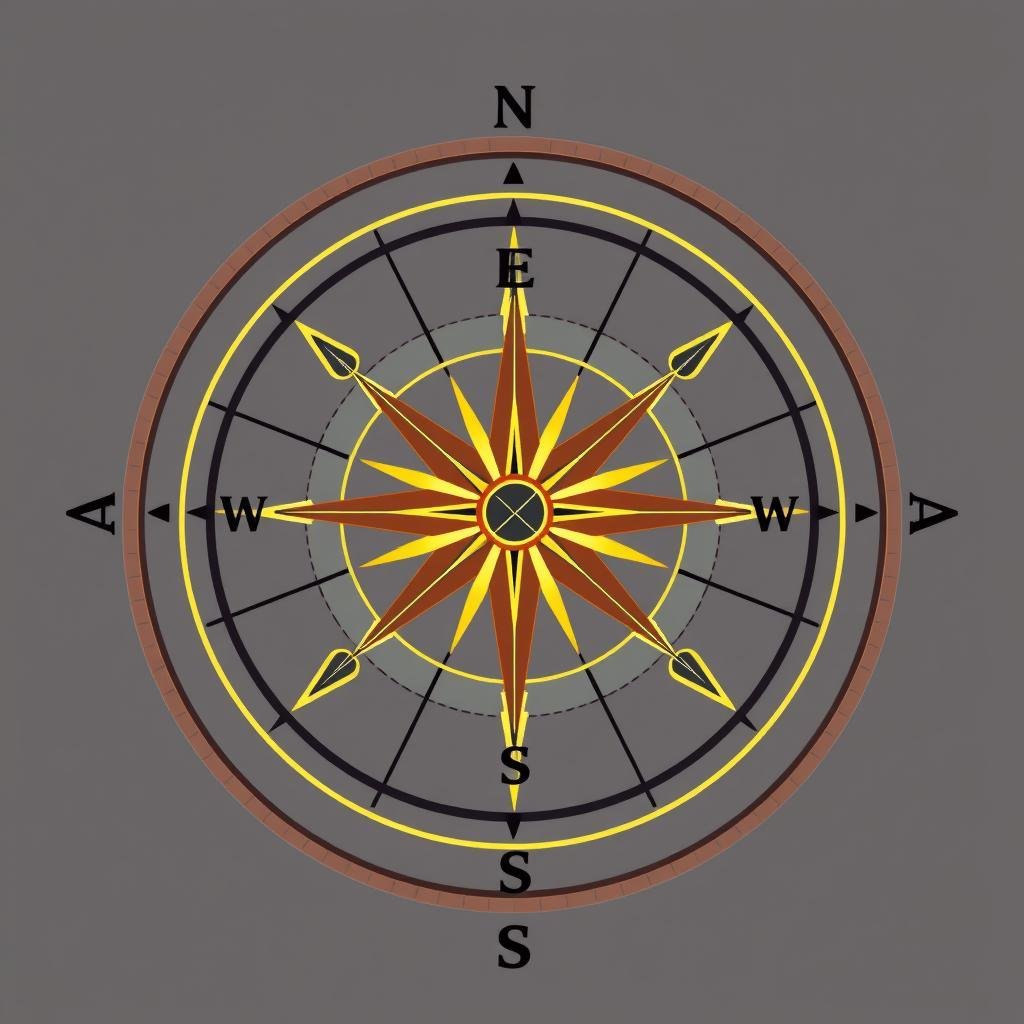 Compass showing the eight directions important in Vastu house plans Compass showing the eight directions important in Vastu house plans