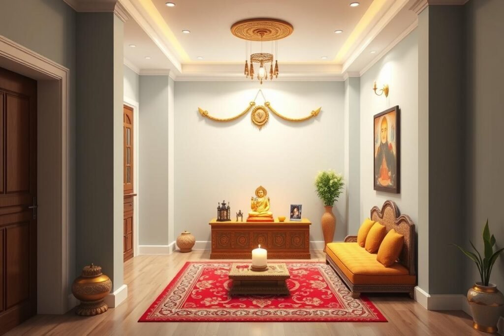 Vastu-compliant pooja room in northeast corner Vastu-compliant pooja room in northeast corner
