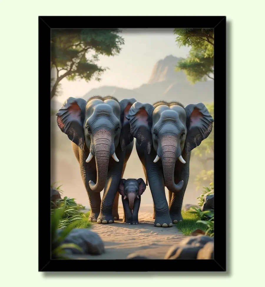 energized elephant photo frame vastu hd image for home large energized elephant photo frame | vastu hd image for home