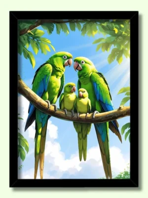 energized parrot photo frame | vastu wall painting for home