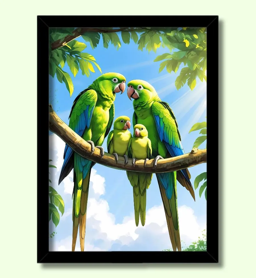 energized parrot photo frame vastu wall painting for home large energized parrot photo frame | vastu wall painting for home