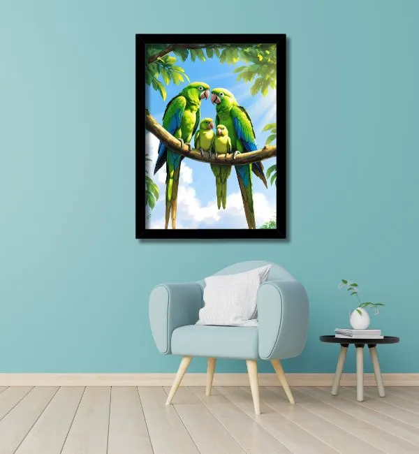 energized parrot photo frame vastu wall painting for home small energized parrot photo frame | vastu wall painting for home