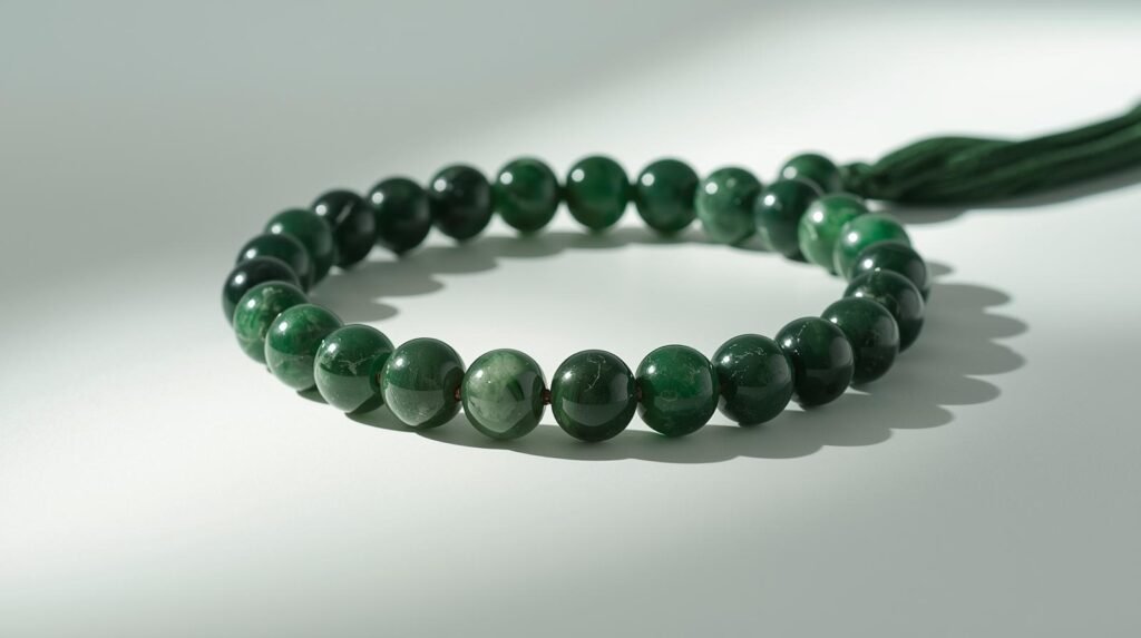 green jade stone bracelet and mala product display image green jade stone, bracelet and mala product display image