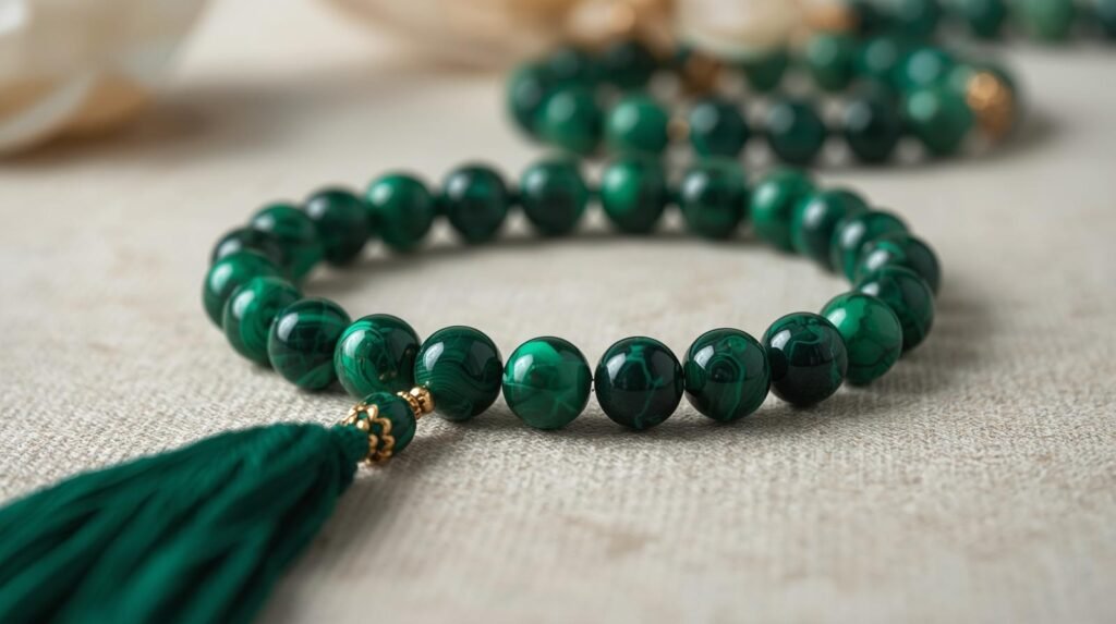 malachite stone bracelet and mala product display image malachite stone, bracelet and mala product display image